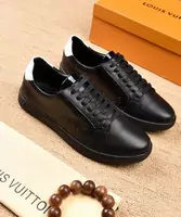 louis vuitton sapatos plates unisexe embossing leather lace black